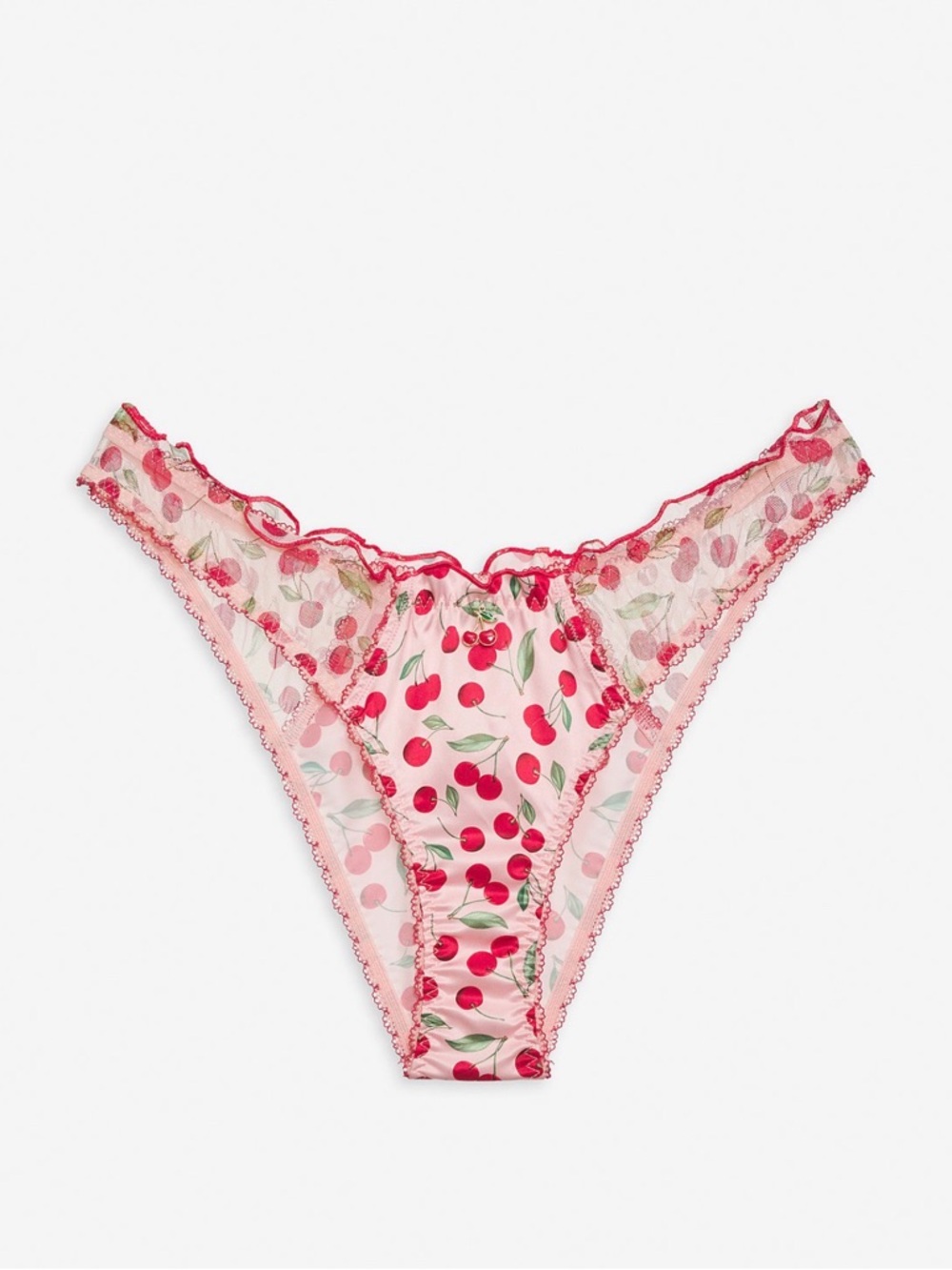 For Love & Lemons Perrie Bikini Panty Pink Cherry Red Cherry Small NWT